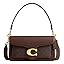 Quilted shoulder bag in maroon with chain strap and turn-lock front flap.