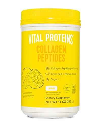 Yellow collagen peptides powder jar, Vital Proteins, net weight 11 oz