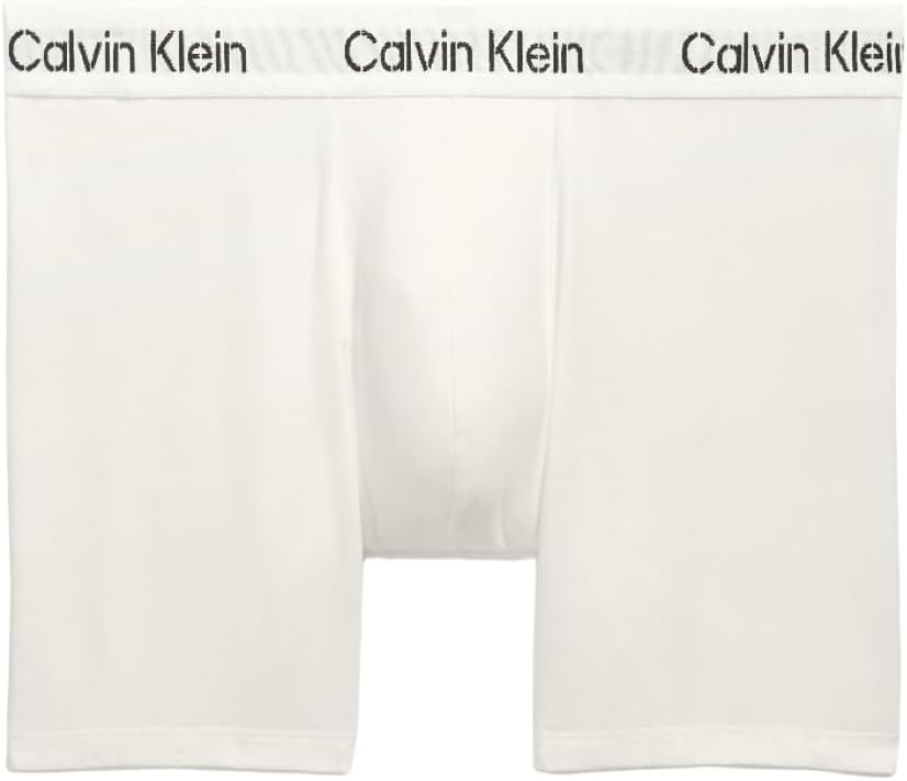 Men's cotton stretch boxer briefs, white with Calvin Klein logo waistband