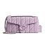 Quilted leather shoulder bag with chain strap and front flap clasp, lavender color.