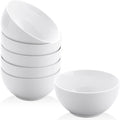 White ceramic small bowls set, stacked round dishes with wide rims for desserts
