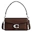 Quilted pebble leather shoulder bag with chain strap and flap, dark brown color