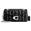 Quilted small shoulder bag with chain strap and front logo hardware