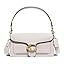 Quilted pebble leather shoulder bag with chain strap, light neutral with gold-tone hardware