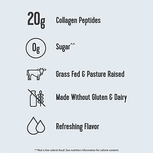 Collagen peptides powder nutrition highlights: 20 g peptides, 0 g sugar, gluten- and dairy-free