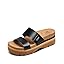 Women’s slide sandals with cushioned footbed and dark strap