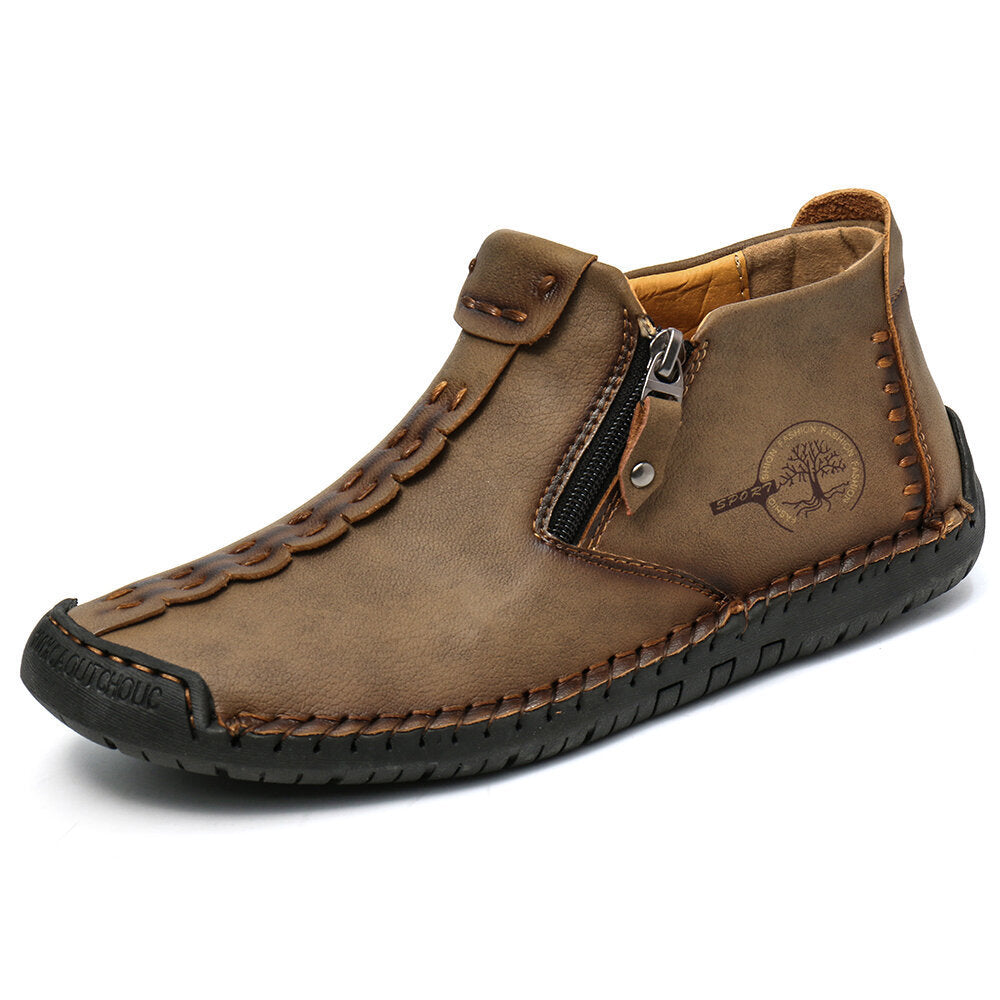Dr Martens fleece-lined zipper ankle boots, brown leather with side zipper