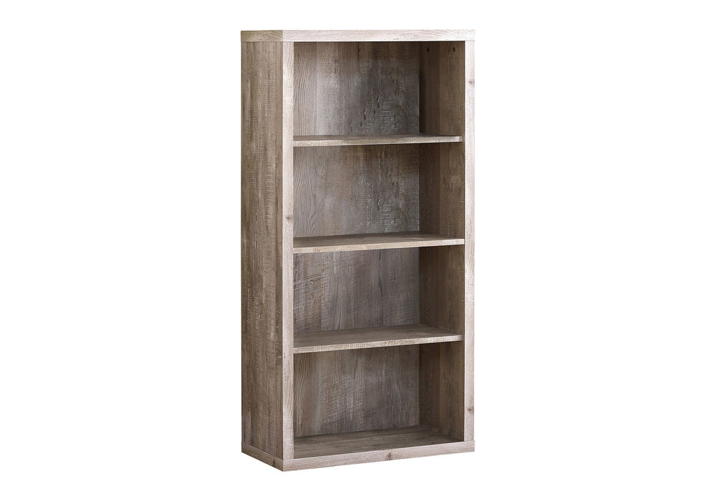 5-tier rustic brown wood-look bookshelf with open shelves