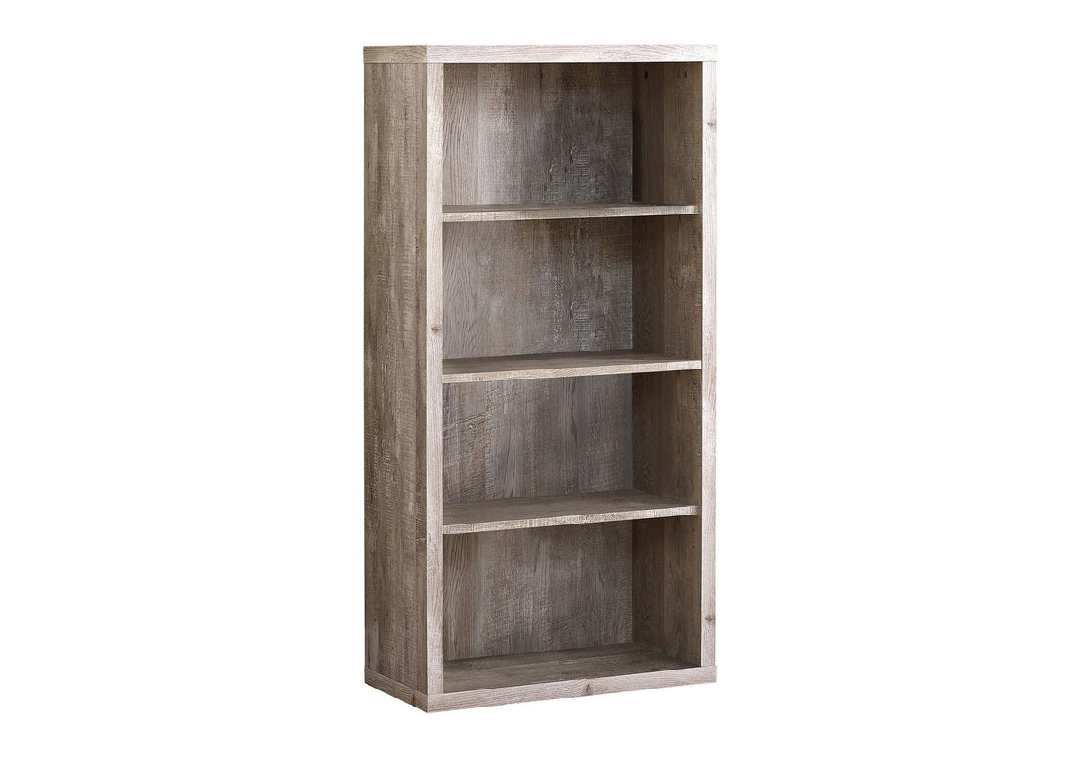 5-tier rustic brown wood-look bookshelf with open shelves