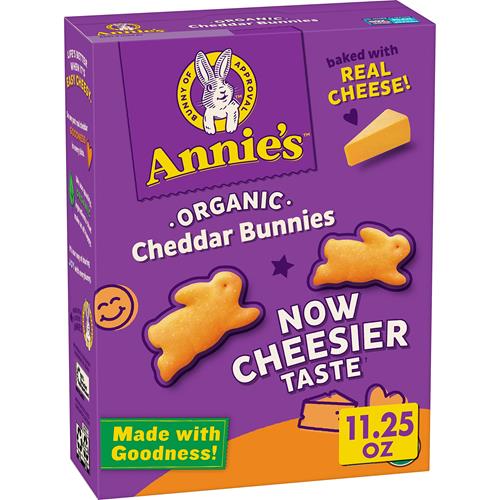 Organic cheddar bunny snack cracker box, purple, 11.25 oz.