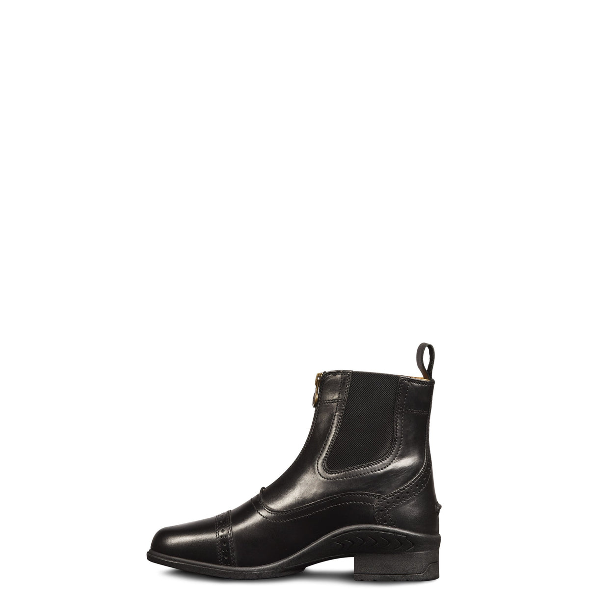 Kids' black ankle paddock boots with side zipper and pull tab