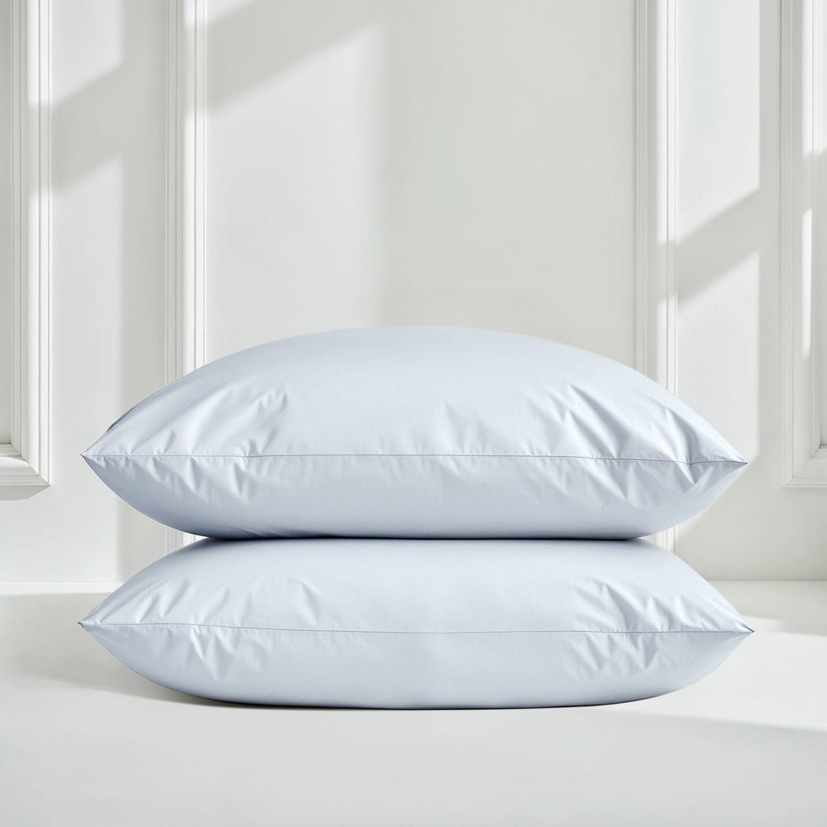 Australian sateen sheet set in light blue with two matching pillowcases