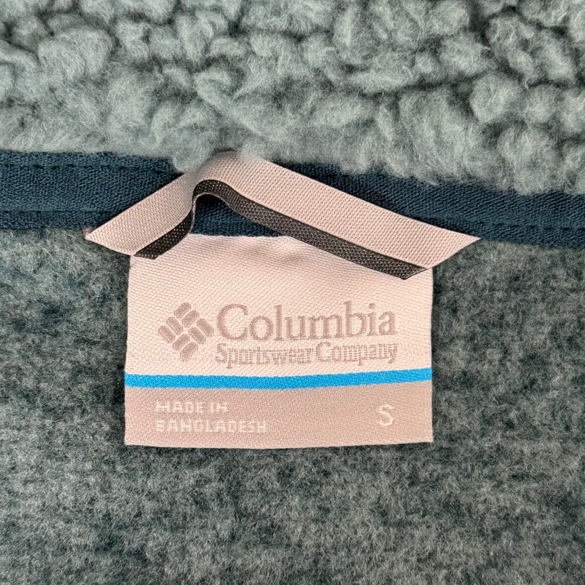 Teal heather fleece full-zip jacket hanging brand size S tag