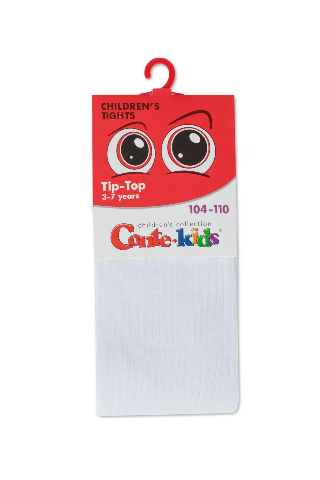 White kids cotton tights package with ribbed full-length design