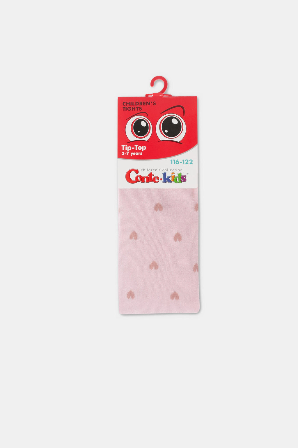 Kids cotton tights in light pink with small heart pattern