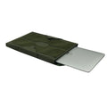 Padded laptop sleeve in Ranger Green with top flap and padded laptop compartment