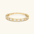 Gold-tone eternity band ring with rectangular clear stones, 925 stamped inside