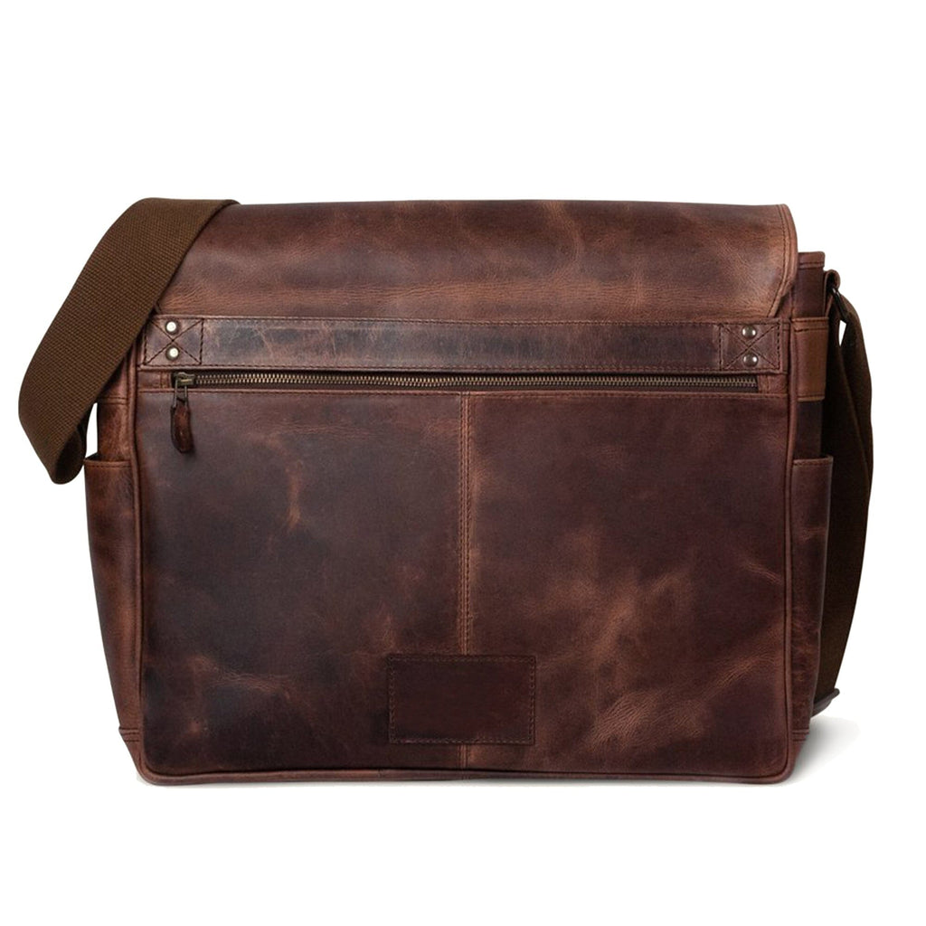 Wilson crossbody bag back view with long front zipper and adjustable shoulder strap