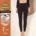 Women’s black cashmere leggings, slim ankle length with elastic waistband