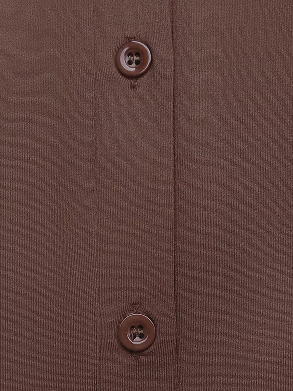 Brown bodysuit button placket with round brown buttons