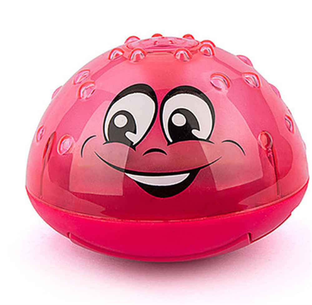 Red cartoon dome water-spraying spinning pool toy with cheerful face