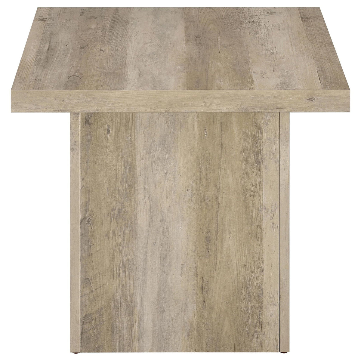 Square distressed light pine engineered wood end table with clean edges
