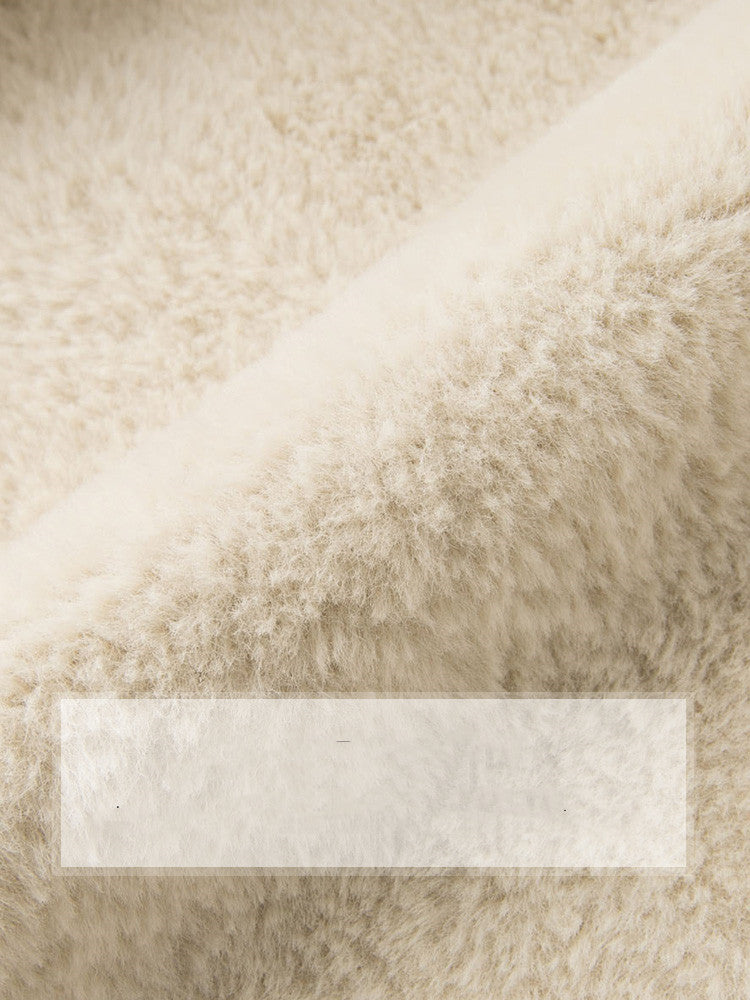 Cream sherpa fabric with soft textured pile