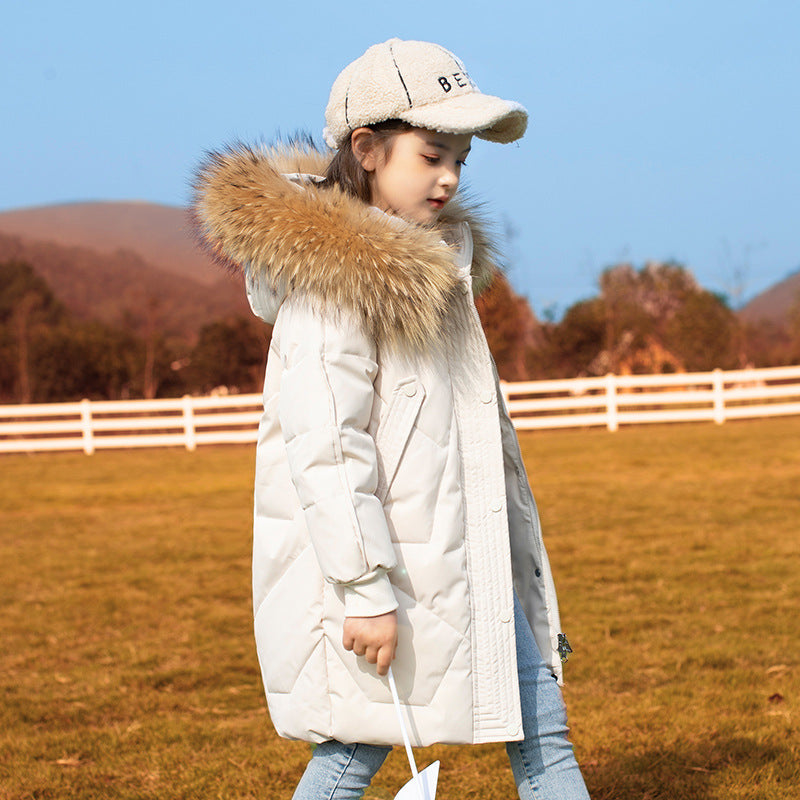Children's Down Jacket Mid-length Western Style Fashionable Winter Clothes Coat