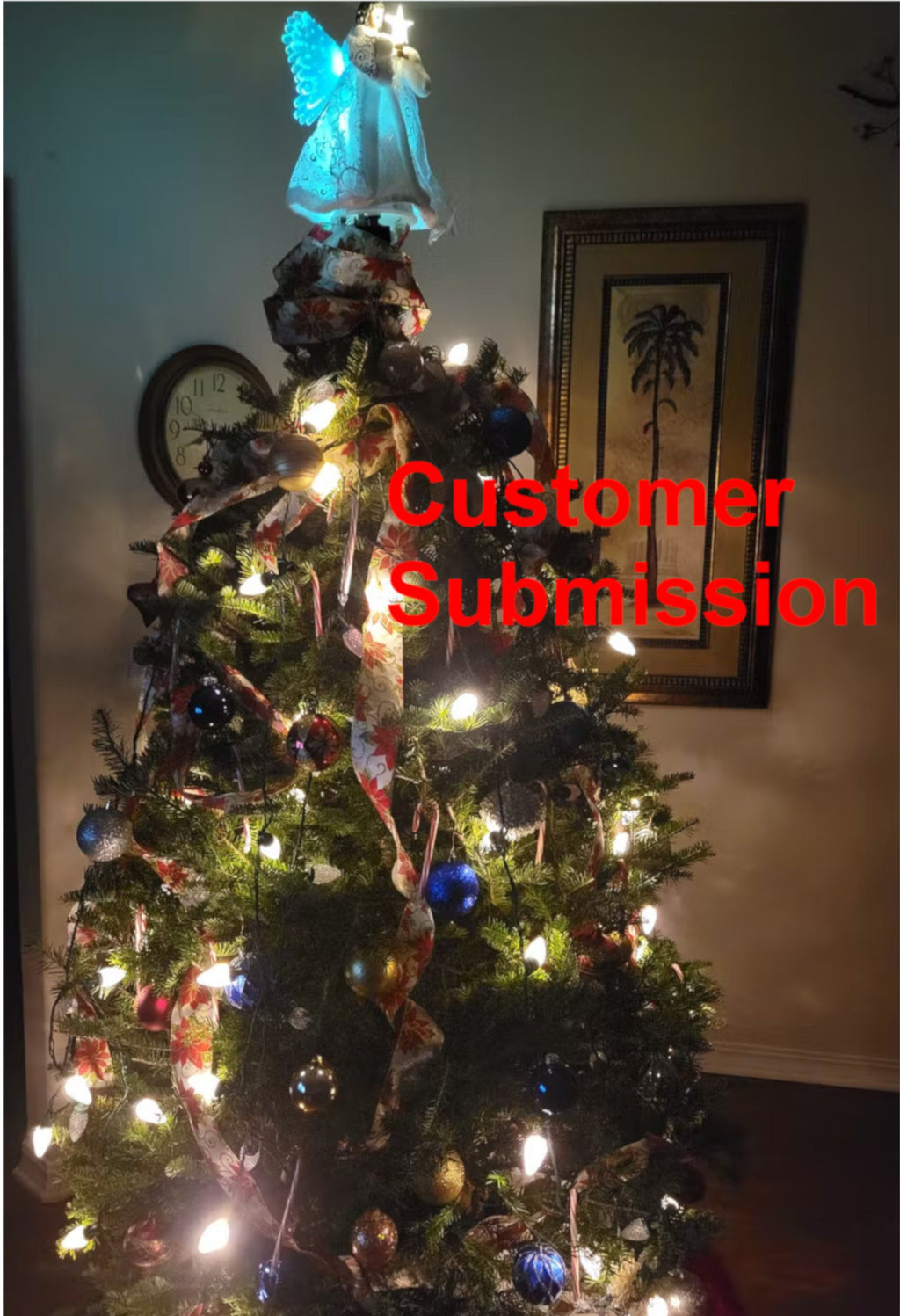 Decorated 4-foot balsam fir Christmas tree with multicolor lights and baubles
