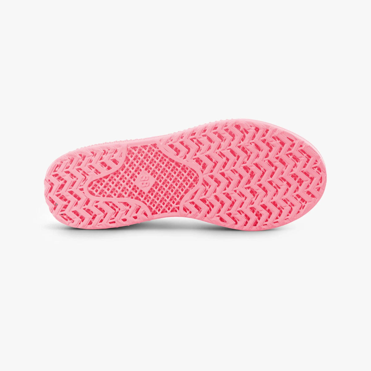 Pink 3D-printed casual sneakers outsole with zigzag tread pattern