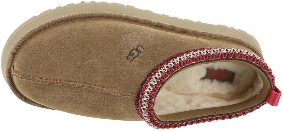 Chestnut Kids' Tazz slipper interior view with red knit edge and cushioned lining