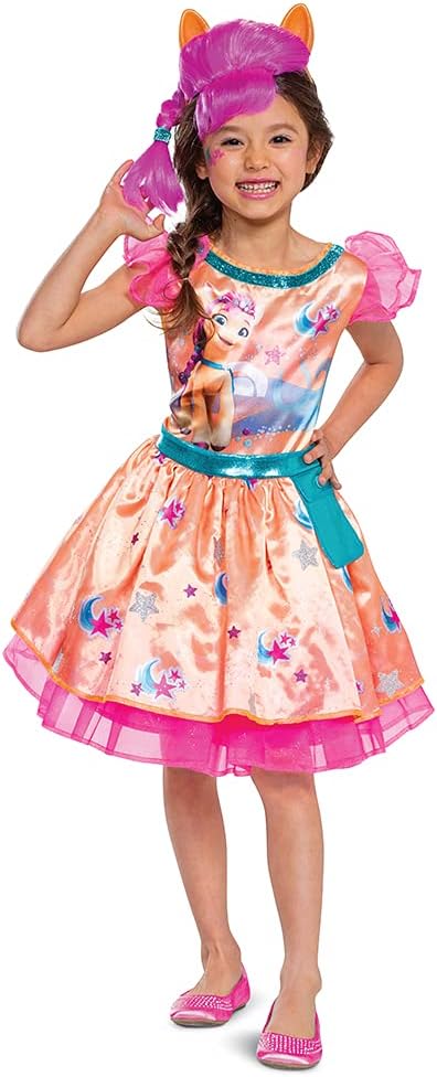 Girls character tutu dress, orange bodice with pink ruffle skirt