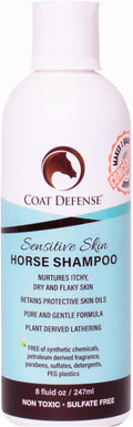 Horse shampoo bottle, Sensitive Skin label with teal stripe, 8 fl oz