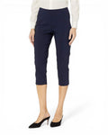 Krazy Larry pull-on navy capri pants, cropped straight-leg with elastic waist