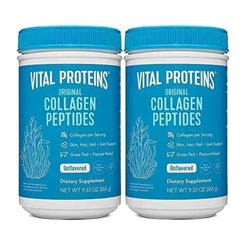 Two Vital Proteins collagen peptides canisters, Original Unflavored, blue tubs