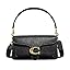 Quilted shoulder bag in black with short chain strap and turn-lock front clasp.