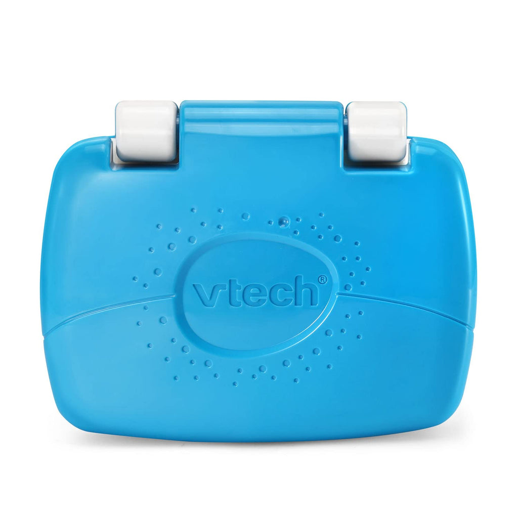 Blue VTech toddler laptop base with molded handle and textured grip details