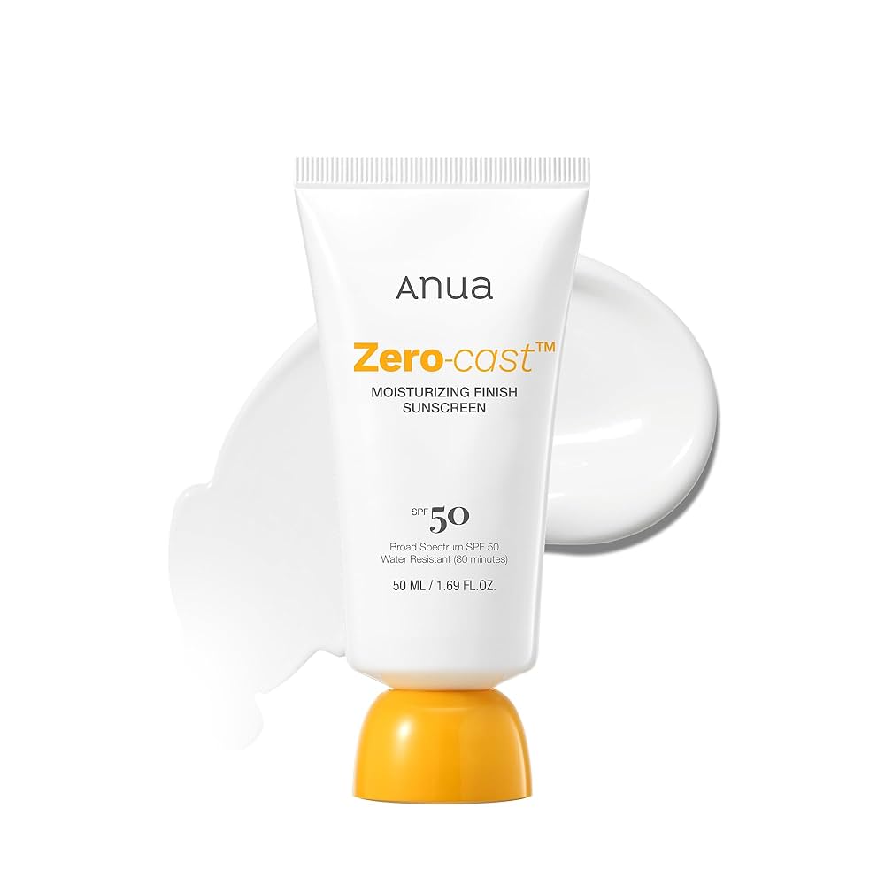 Anua Zero-cast moisturizing finish sunscreen SPF 50+ tube with orange cap