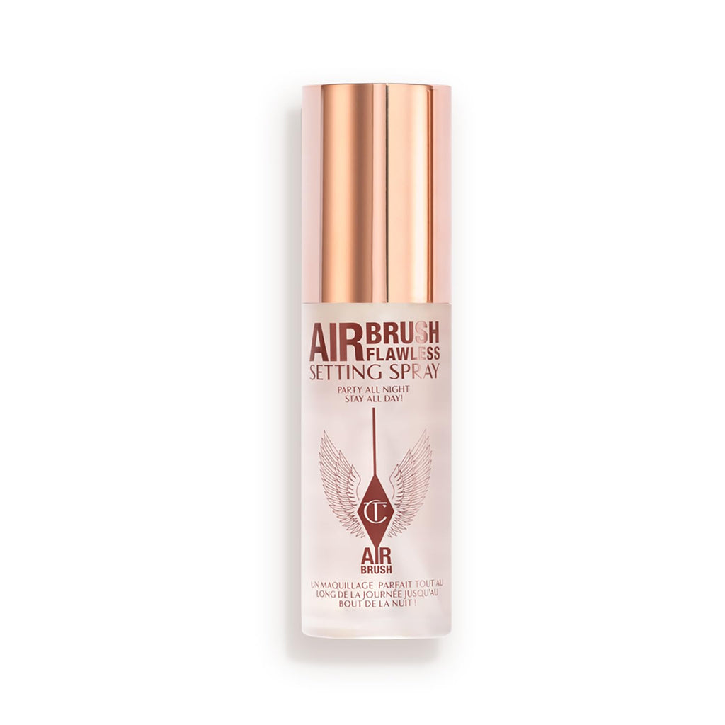 Charlotte Tilbury Airbrush Flawless setting spray bottle, rose-gold cap and white label