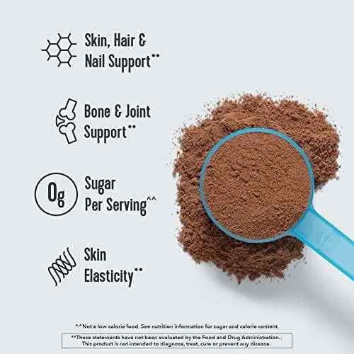 Collagen peptides powder benefits graphic showing sugar-free per serving