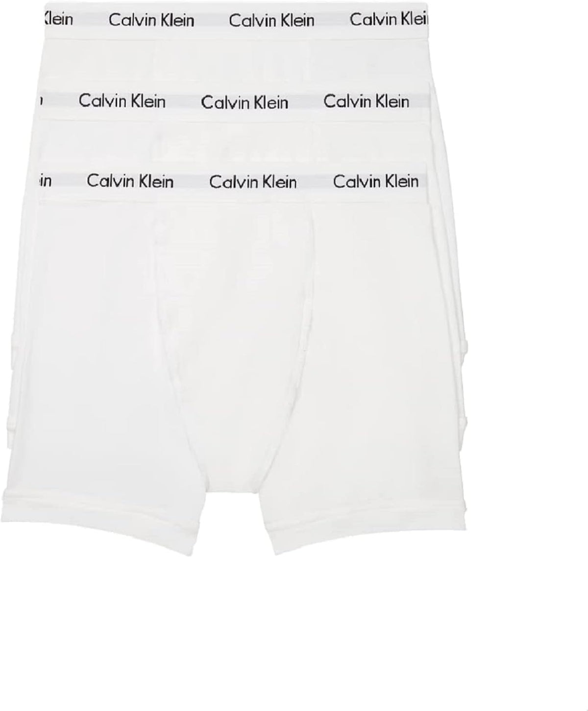 Men's Calvin Klein cotton stretch boxer briefs, white 3-pack with logo waistband