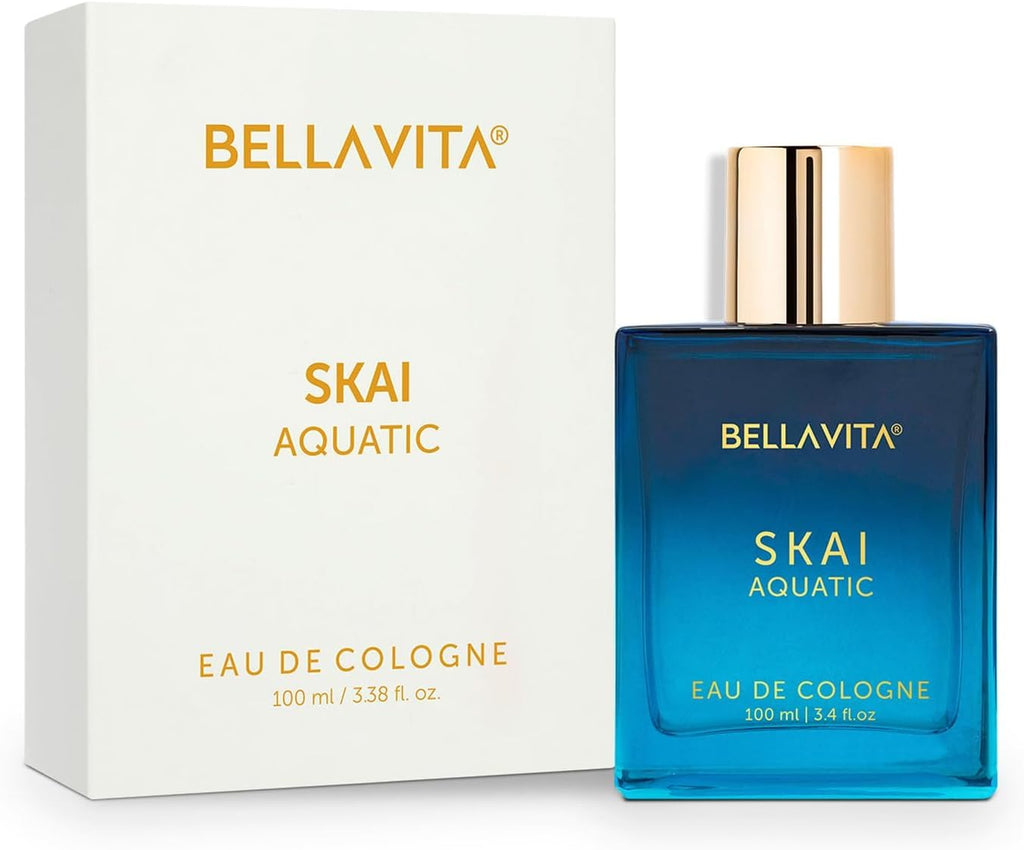 SKAI Aquatic eau de cologne bottle with matching product box