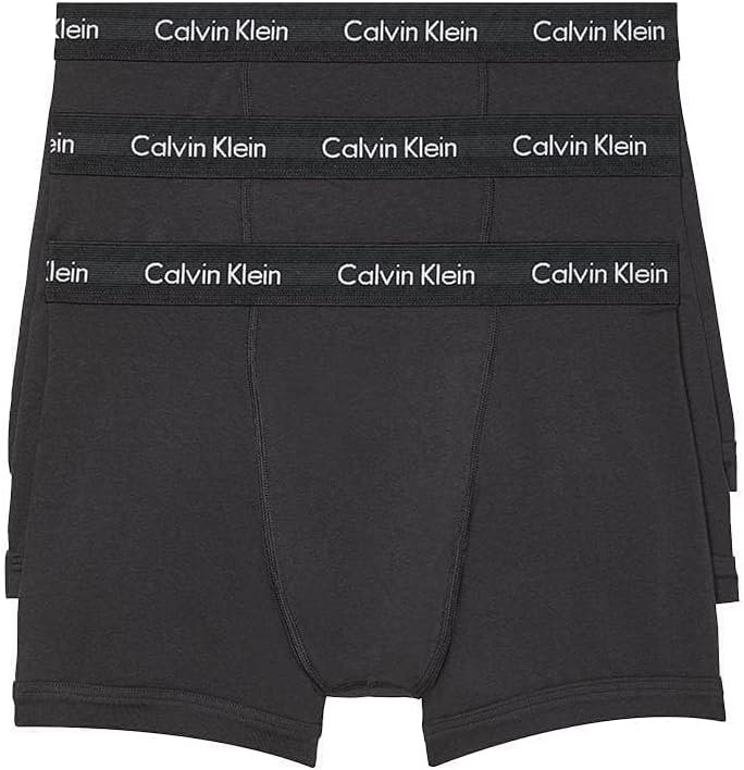 Men's black cotton stretch boxer briefs (3-pack) with Calvin Klein logo waistband