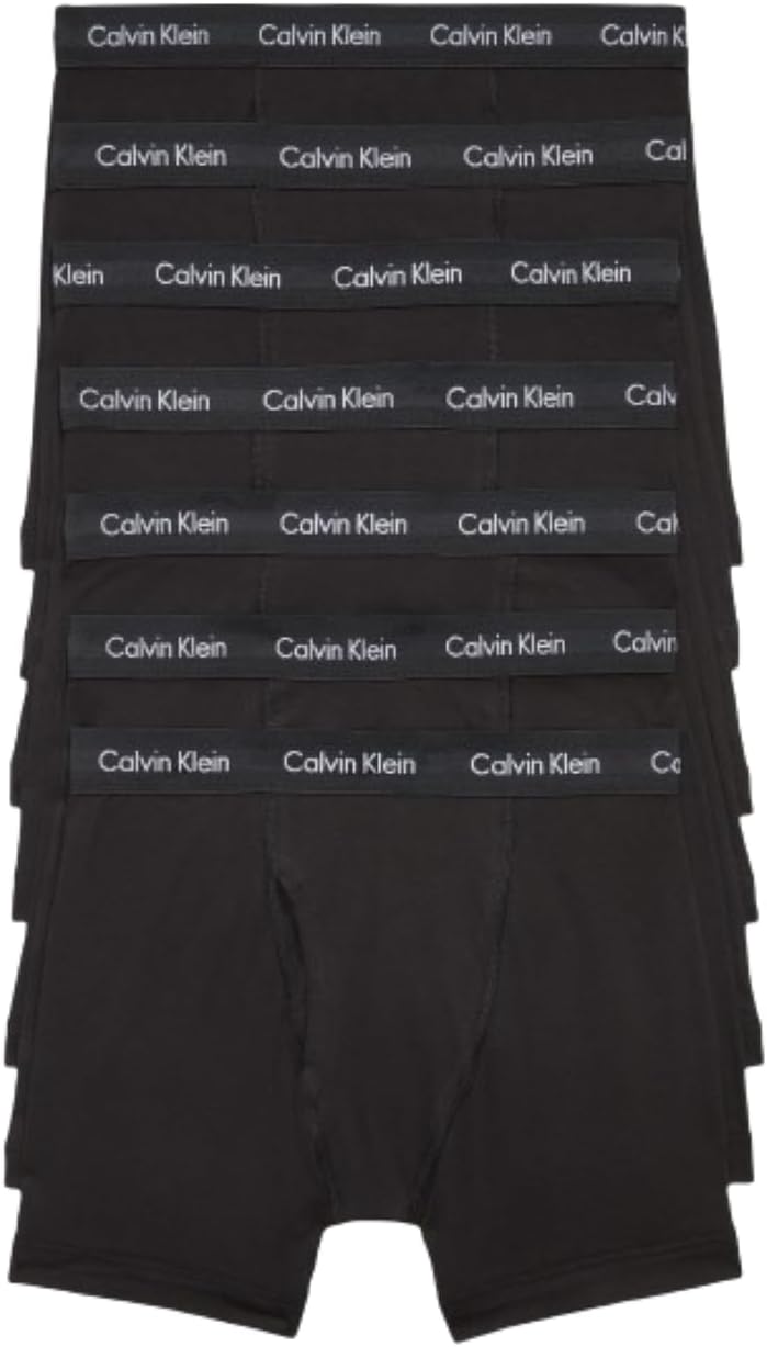 Men's cotton stretch boxer briefs 7-pack in solid black
