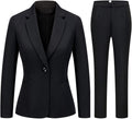 Women's black blazer and pants set, one-button tailoring with matching slim trousers