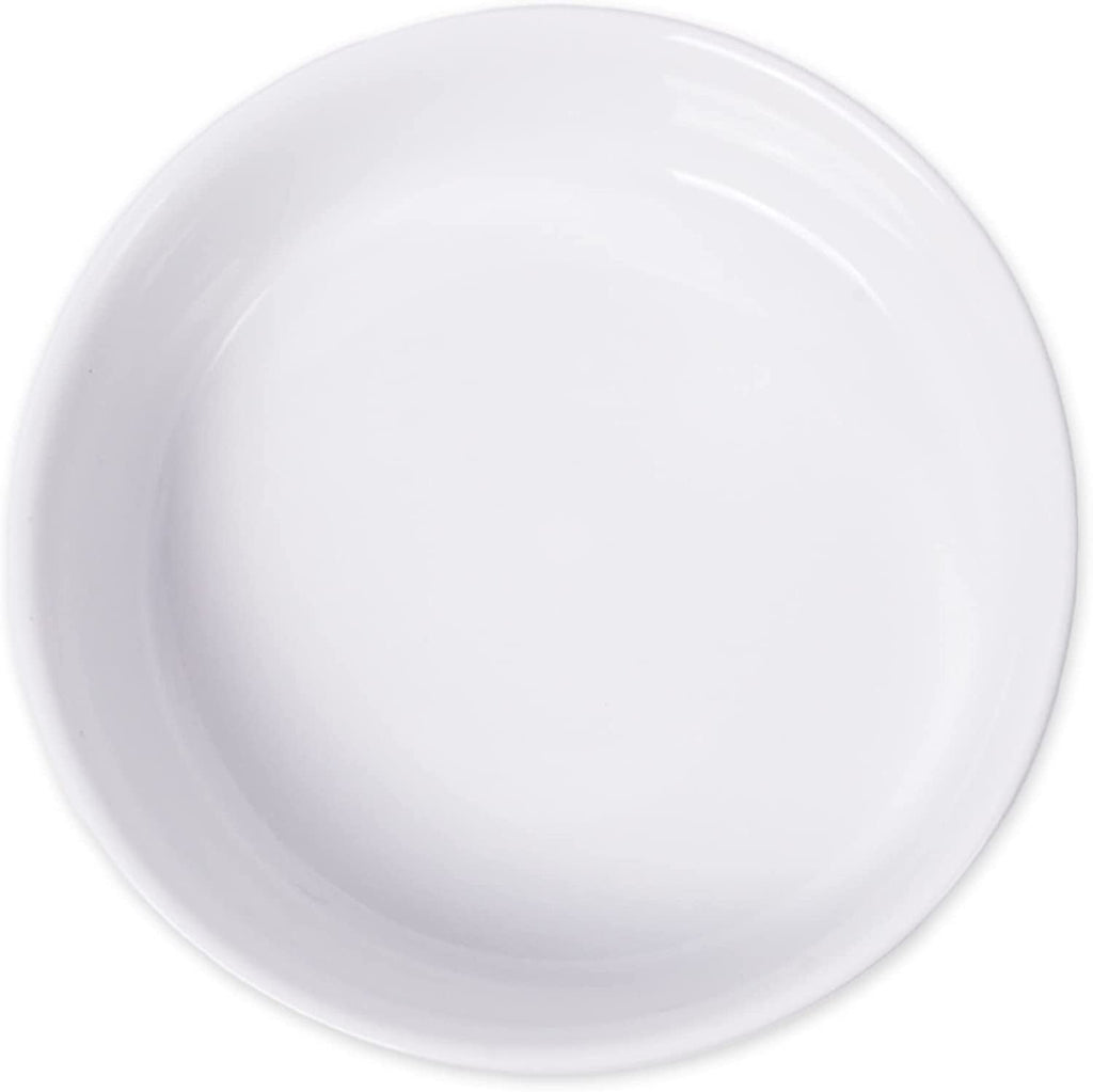 White ceramic pet bowl shown from above