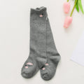 Dark gray children’s cartoon animal socks with small pink face at toe and cuff