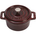 Staub mini enameled cast iron Dutch oven with cover, dark red