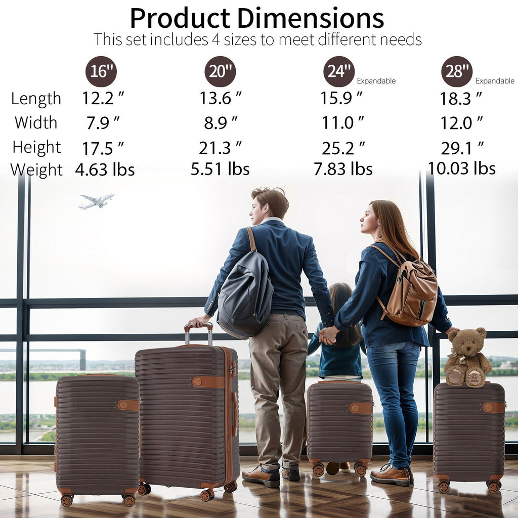 Hard-shell luggage set of four suitcases with telescoping handles and spinner wheels