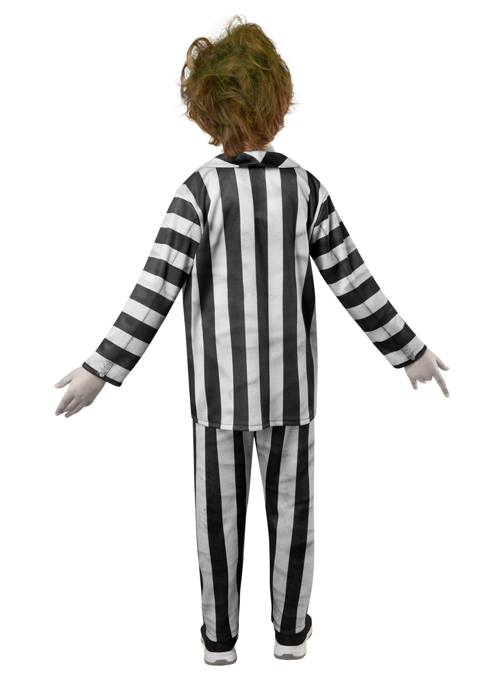 Kids black-and-white striped suit costume back view with matching pants
